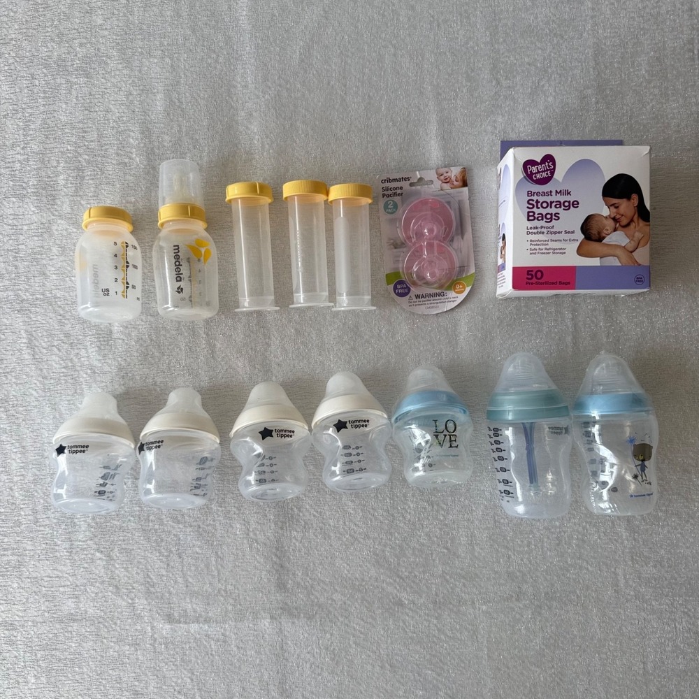 Bundle Baby Bottles Storage Bags Pacifiers Tommee Tippee Medela Starter Kit Lot